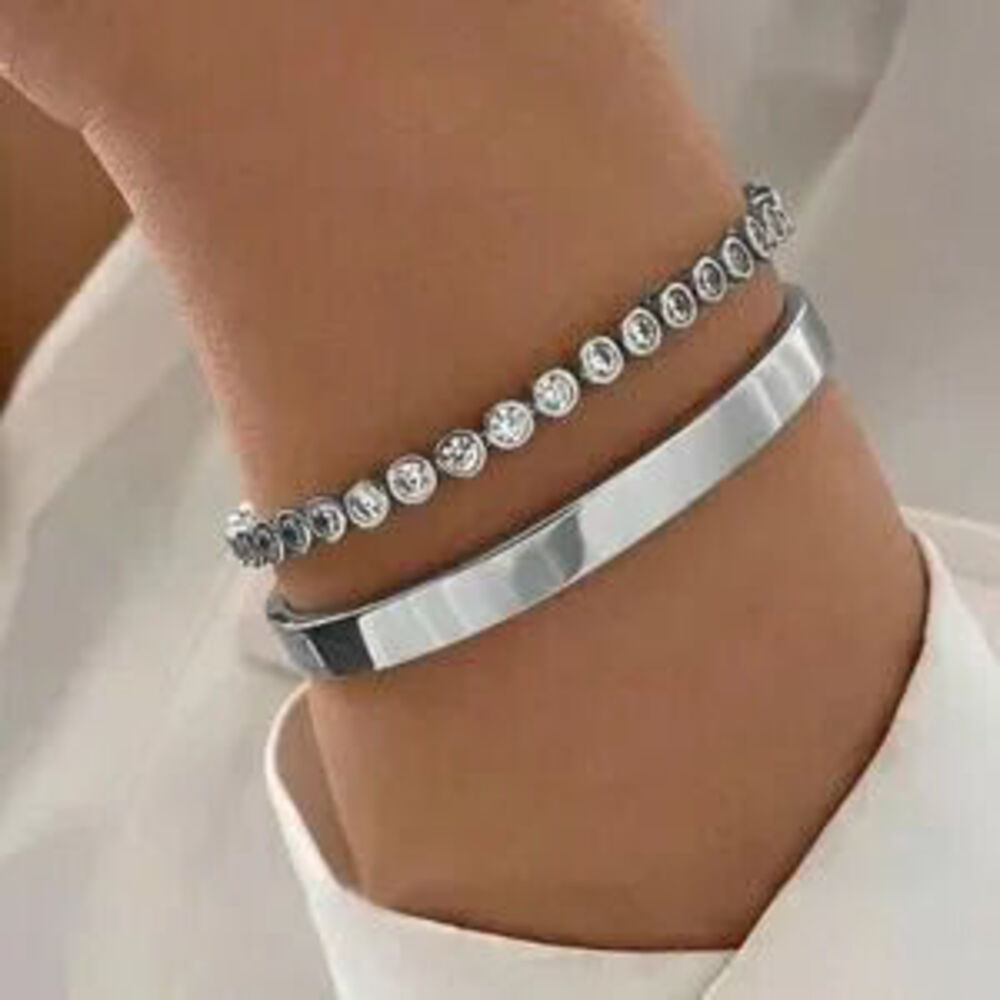 Luxe Rhinestone Minimalist Bracelet Set